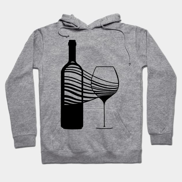 Sommelier motif - wine glass and wine bottle Hoodie by Unelmoija